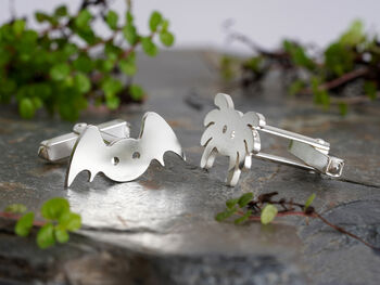 Bat And Spider Cufflinks In Sterling Silver, 4 of 4