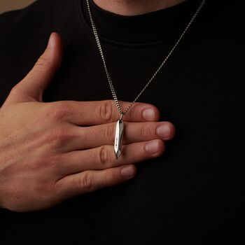 Silver Engraved Bar Pendant Chain Necklace For Men And Women, Sentimental Gifts, 2 of 10