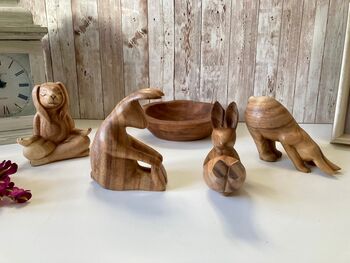 Yoga Bunny Rabbit Statue 13cm Pilates Gift Home Decor, 4 of 10