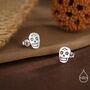 Sterling Silver Sugar Skull Stud Earrings, thumbnail 3 of 11
