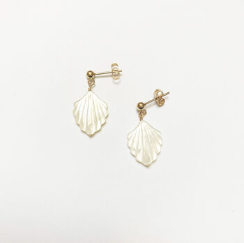 Gold Filled Mother Of Pearl Fan Earrings, 4 of 5