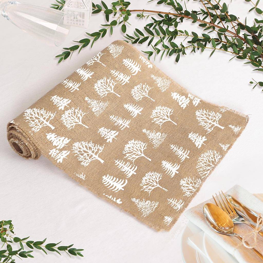 Country Forest Jute Christmas Table Runner, 1 of 7
