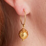 Detailed Gold Ball Hook Earrings, 18 K Gold Vermeil, thumbnail 4 of 9