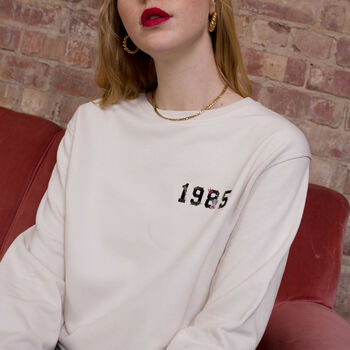Embroidered Floral Year Personalised Sweatshirt, 3 of 6