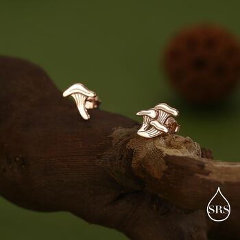 Mismatched Chanterelle Mushroom Stud Earrings In Sterling Silver, 3 of 12