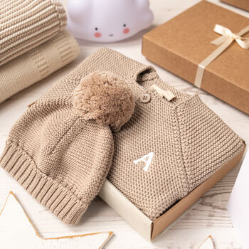 Luxury Cream Bobble Hat And Cardigan Baby Gift Box, 6 of 11