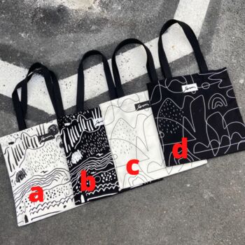 Black Minimalist Monochrome Pattern Small Tote Bag, 3 of 7