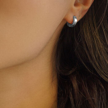 Small Silver Sleeper Hoop Earrings, 2 of 4