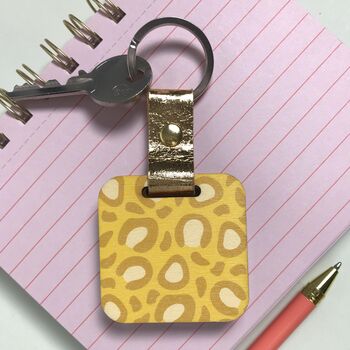 Personalised Yellow Mirror Keyring And Uplifting Note, 2 of 3