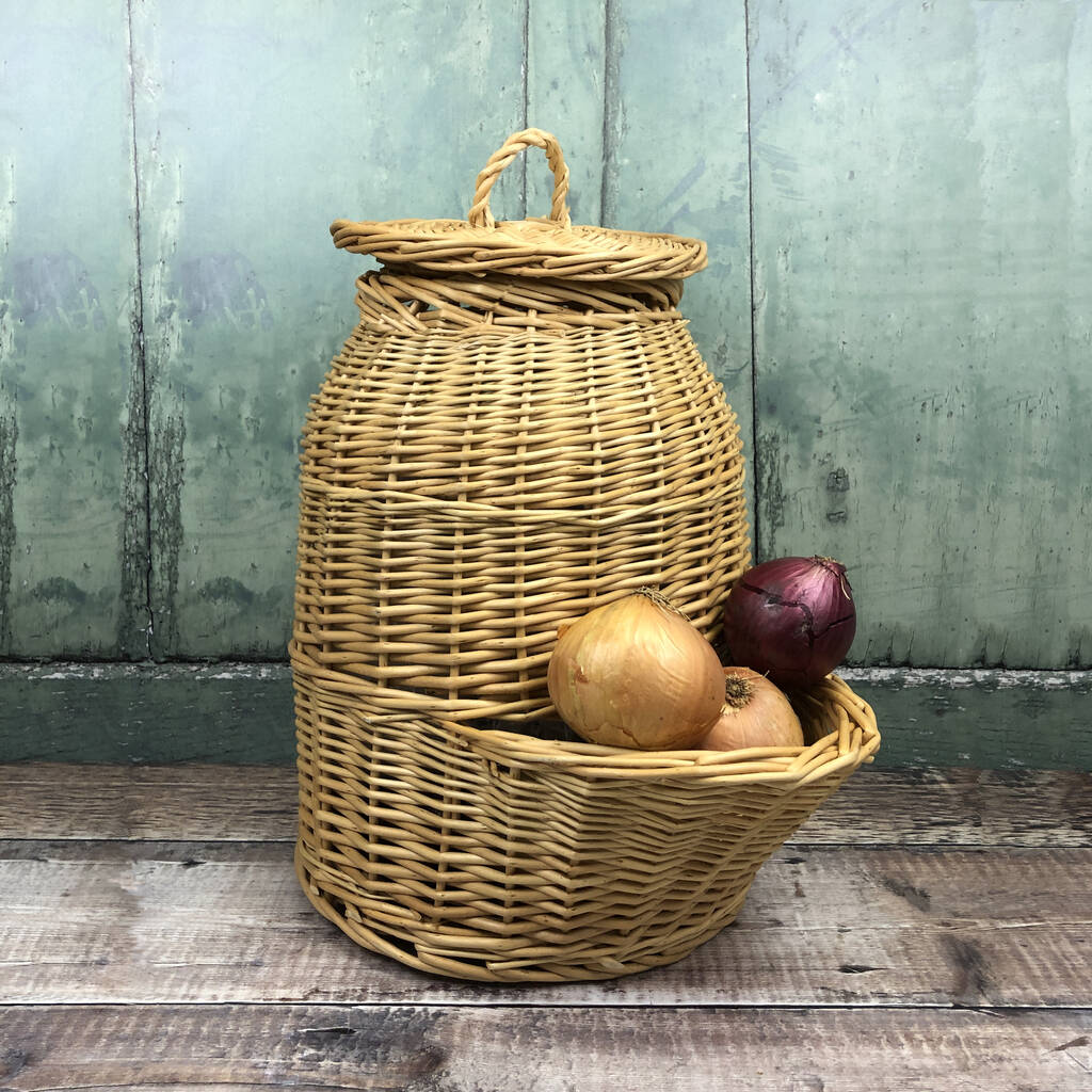 Wicker Onion Hopper Storage Basket By Garden Selections