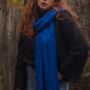Royal Blue Pom Pom Cable Knit Beanie Hat, thumbnail 4 of 4