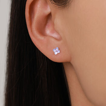 Sterling Silver Purple Hydrangea Enamel Stud Earrings, 6 of 12