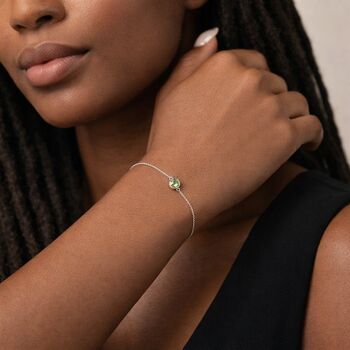 Personalised Sterling Silver August Birthstone Peridot Bracelet, 3 of 9