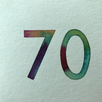 Handmade 70th Or Age Watercolour Birthday /Anniversary Card, 5 of 6