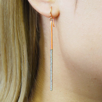 Gold Long Pave Topaz Sparkle Statement Earrings, 3 of 5