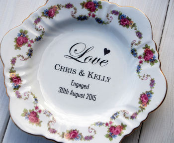 Personalised 'Love' Engagement Vintage China Plate, 4 of 5