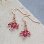 Rose Gold Plated Trio Birthstone Cluster Earrings, thumbnail 3 of 9