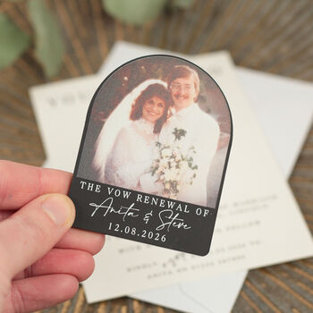 Modern Acrylic Photo Vow Renewal Invitation Magnet, 2 of 5