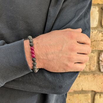 Men's Ruby And Lava Bead July Birthstone Bracelet, 4 of 9