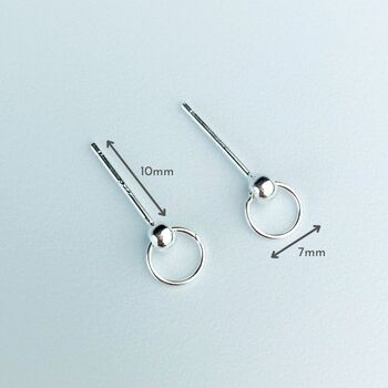 Sterling Silver Circle Dangle Stud Earrings, 3 of 5
