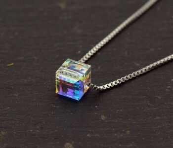 Sterling Silver Tiny Little Colour Changing Crystal Pendant Necklace, 4 of 12