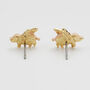 Gold Flying Pig Stud Earrings, thumbnail 4 of 9