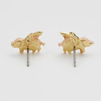 Gold Flying Pig Stud Earrings, 4 of 9