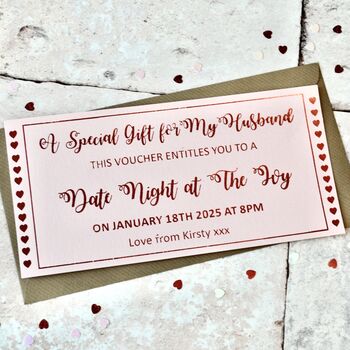 Personalised Gold Foil 'Date Night' Gift Voucher, 3 of 4