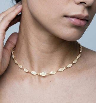 Nekomeishi Semi Precious Cream Cats Eye Necklace, 4 of 5