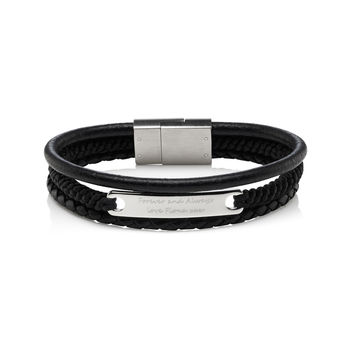 Men's Multi Strand Personalised Leather Bracelet, 3 of 8