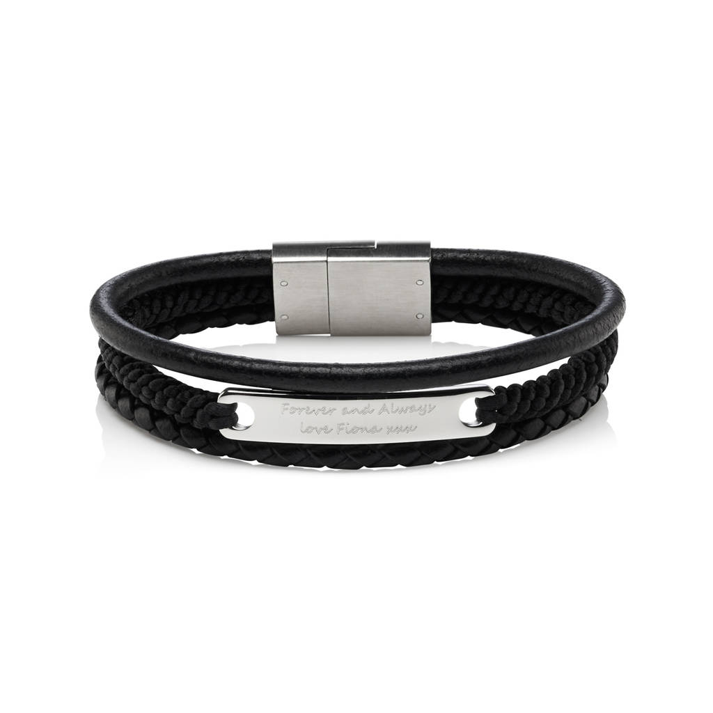 Men's Multi Strand Personalised Leather Bracelet By Under the Rose