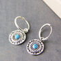Sterling Silver Stamped Turquoise Hoop Earrings, thumbnail 1 of 8