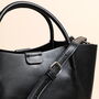 Black Vegan Leather Grab Handbag, thumbnail 3 of 6