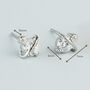 Sterling Silver Crystal Halo Stud Earrings, thumbnail 4 of 9