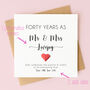 Personalised 40th Wedding Anniversary Card With Ruby Heart, thumbnail 2 of 5