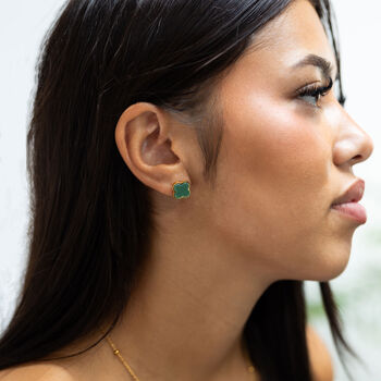 Green Aventurine Clover Earrings, 2 of 3