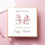 Personalised Snowman Twin Girls Christmas Card, thumbnail 1 of 4