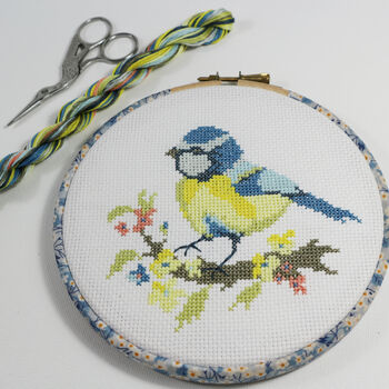 Blue Tit And Blossom Cross Stitch Wall Hanging Kit, 7 of 12