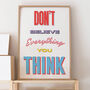 Don't Believe Everything You Think Retro Print, thumbnail 1 of 6