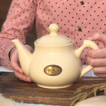 Cream Ceramic Vintage Style Teapot Country Kitchen, 2 of 8