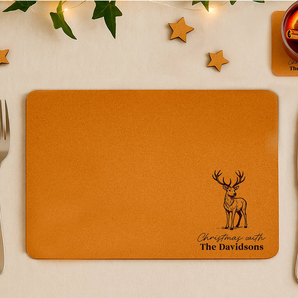 Set Of Six Personalised Stag Cork Placemats, 1 of 3