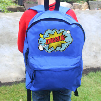 Personalised Superhero Blue Backpack, 3 of 5