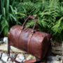 Luxury Brown Colombian Leather Holdall Personlaised, thumbnail 2 of 11