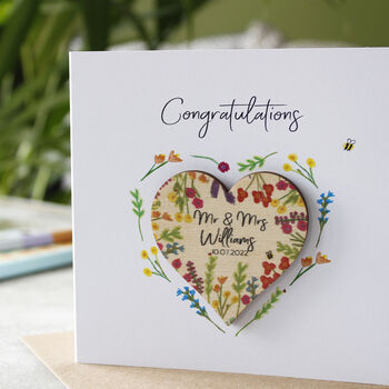 Personalised Wedding Day Floral Magnet And Card, 2 of 5