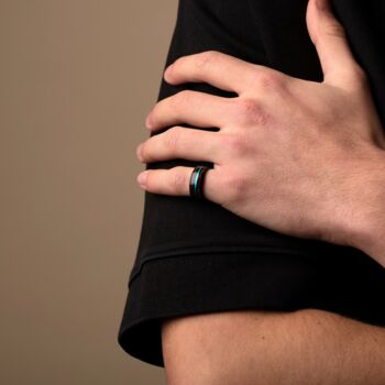 Black Abalone Band Ring For Men And Women, 5 of 12