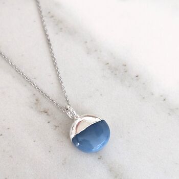 The Orb Blue Opal October Birthstone Necklace, Silver, 5 of 7
