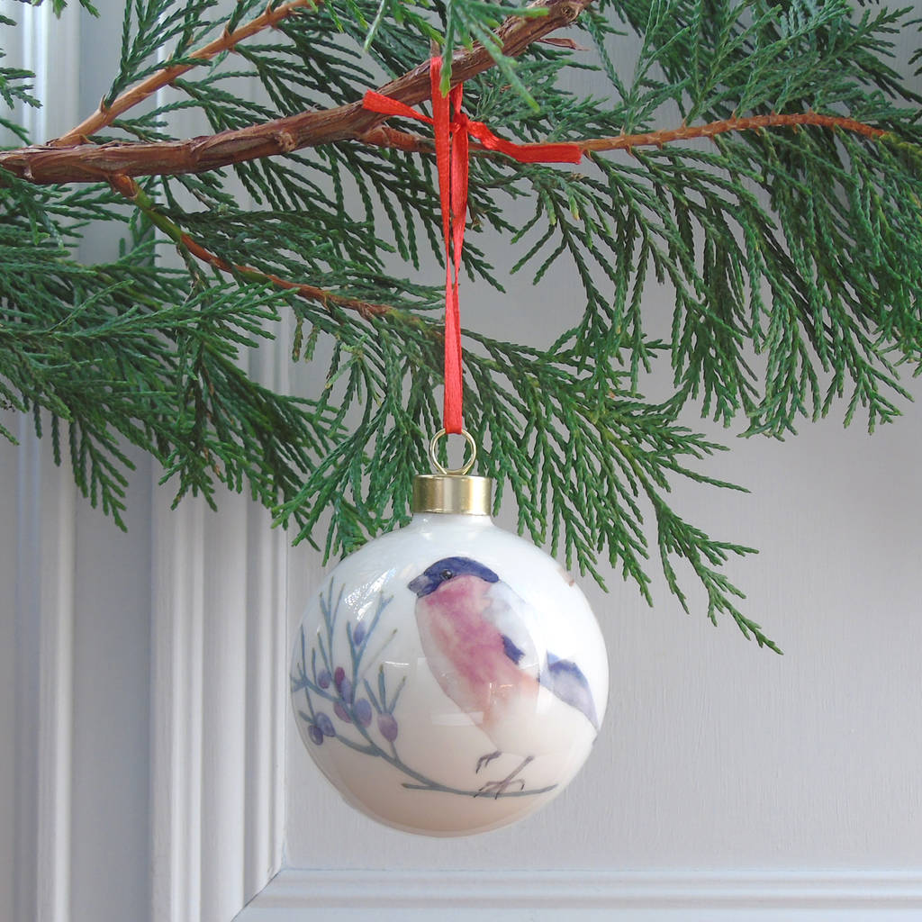 Bullfinch Bone China Christmas Bauble By Littlebirdydesigns ...