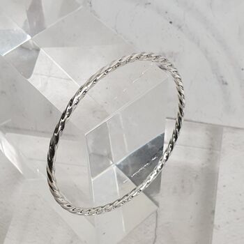 Twisted Sterling Silver Bangle, 2 of 8