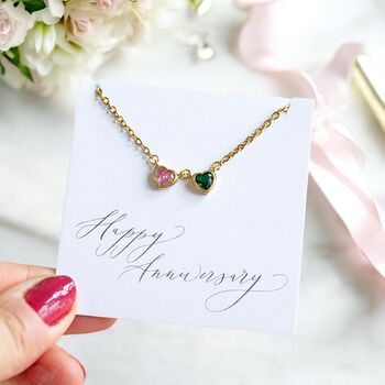 Double Birthstone Heart Link Necklace, 4 of 7