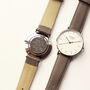 Men`s Personalised Minimalist Watch With Leather Strap, thumbnail 2 of 5